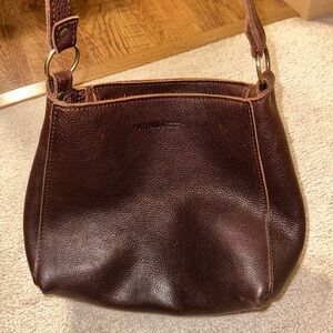 Portland Leather Triangle shoulder bag in cold brew.
